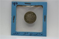 1881 Nickel Three-cent piece