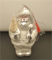 Vintage Mercury Glass Santa Ornament w/ Tag