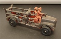 Vintage Cast Iron Fire Truck Toy w/ Driver &