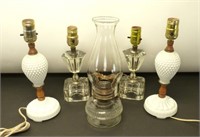 * Lot of (5) Lamps - (1) Oil / Kerosene, (2)