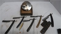 5 Antique Razors, Antique Sharpener in Orig Box
