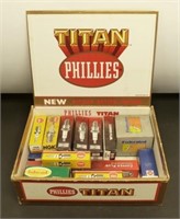 Cigar Box of Vintage Spark Plugs & Misc. Auto