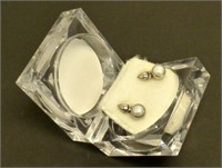 Pair .925 Stud Earrings with Faux Pearls - New
