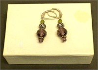 .925 Hook Earrings with Dangle Amethyst Stone
