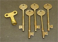 5 Antique Russwin - USA Skeleton Keys & Brass