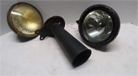 2 Vintage Headlights & Vintage Horn