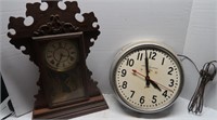 Welsh Pendulum Clock w/Key & GE Wall Clock(both