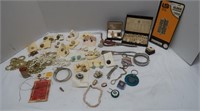 Misc Lot-Costume Jewelry, Antique/Vintage Timing