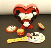 Mickey Mouse Lot: Ceramic Bank & 3 Toys