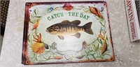 Pair of "Catch of the Day" wall tins, slightly