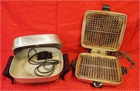 Vintage Hot Skillet and Chrome Waffle Iron