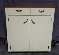 Painted Yellow Vintage Kitchen Cabinet