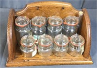Glass Canning Jars And Wood Shelf