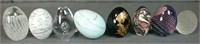 8 Solid Glass Egg Shaped Paper Weights