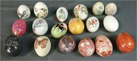 18 Polished Stone And Hand Painted Eggs