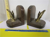 Brass eagle wooden bookends