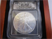2014 1st Day issue silver eagle ms70 graded in