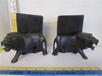 Lion hand carved book ends
