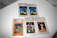 5 graded baseball cards: '92 Manny Ramirez, '90 Fr
