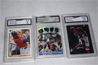 3 graded cards: 1991 Michael Jordan White Sox, 95'