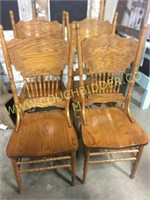 Set of 4 oak pressed back dining chairs