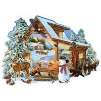 Bits and Pieces Winter Cabin 750 Piece Shaped