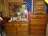 Dresser with mirror, Chest ,night stand and Bed