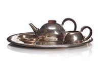 Five piece Czechoslovakian silver tea set