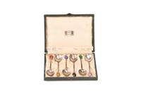 Cased set of English Liberty silver teaspoons