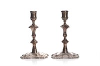 Pair of Georgian English silver candlesticks