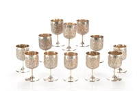 Twelve English silver goblets