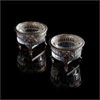 Pair of 19th C French silver salts