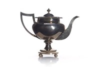 Georgian English silver teapot on pedestal foot