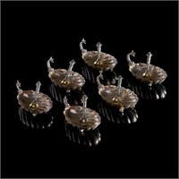 Six Egyptian clam shell form silver salts