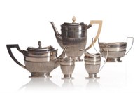 Five piece Dutch silver tea and coffee set