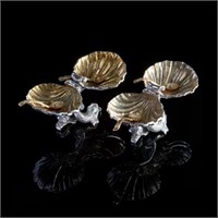 Pair of Spanish double form silver salts