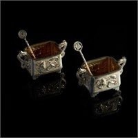 Pair of Chinese silver salts