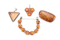 Lot of silver & amber jewellery