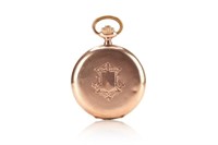Rose gold plated pocket watch w/ case