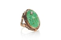 Antique gold & jadeite cocktail ring