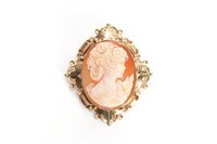 English antique gold framed cameo brooch