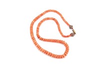 Graduated natural coral beaded necklace