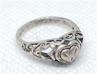 STERLING SILVER HEART SCROLL RING