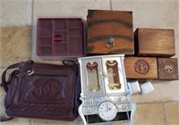 LOT OF BOXES AND PURSE