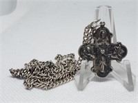 STERLING SILVER CATHOLIC CROSS NECKLACE