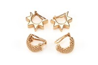 Two pairs of Italian yellow gold clip earrings