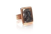 Antique carved hardstone cameo ring