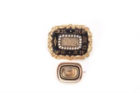 Two 19th C English gold mourning brooches