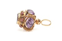 Vintage gold and amethyst fob pendant