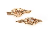 Pair of yellow gold knot design bar pins